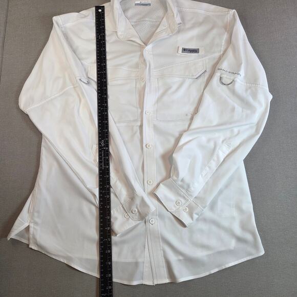 Columbia PFG Omni-Shade Fishing Shirt White Long Sleeve Men’s S Vented - Picture 9 of 15